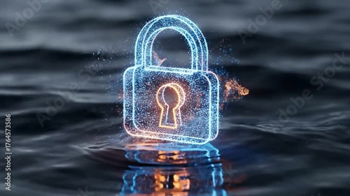 Cybersecurity lock data protection digital security safety encryption network technology secure 100 char on transparent background