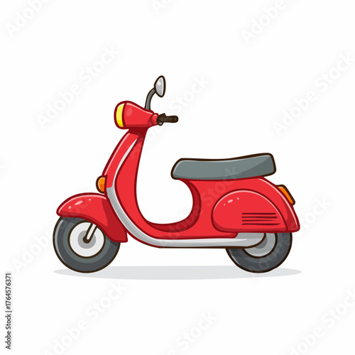 Retro red scooter gleams ready for urban adventure and stylish city commutes with vibrant flair