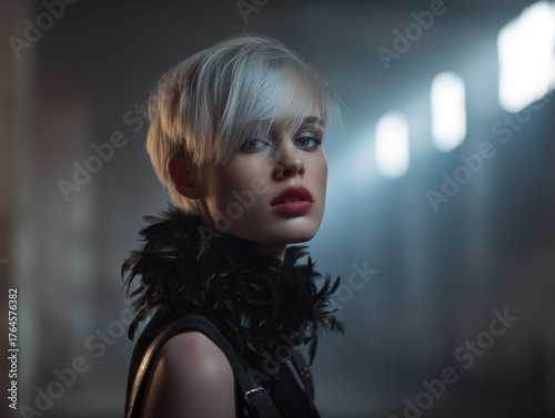 Short-haired person with a ...