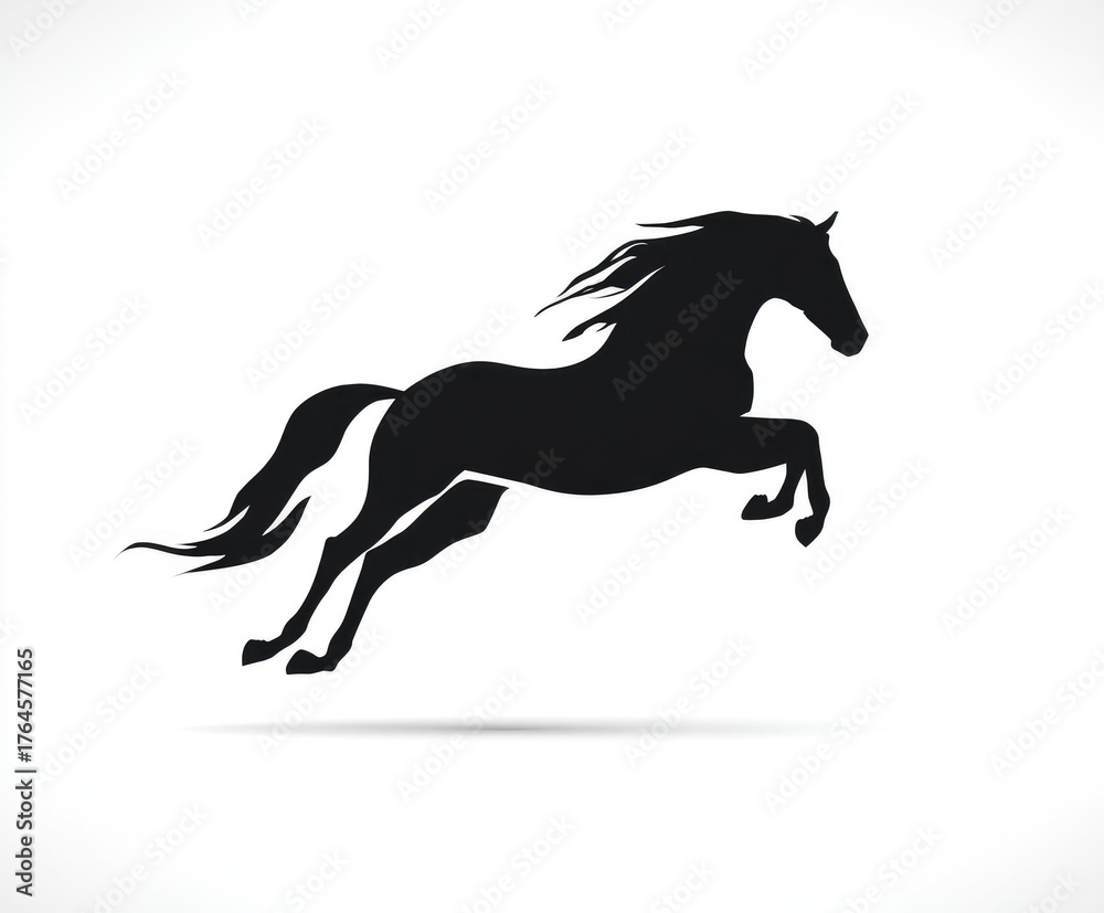 Obraz premium Silhouette of a galloping horse in mid-air showcasing strength and grace in motion