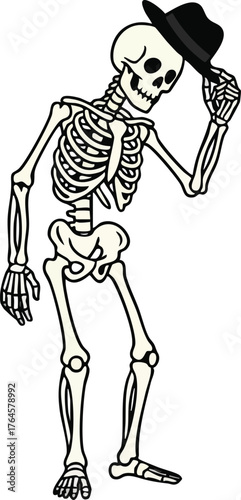 skeleton character tipping its hat