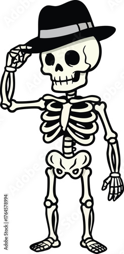skeleton character tipping its hat