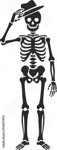 skeleton character tipping its hat