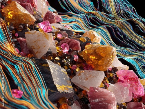 Colorful gemstones and crys...