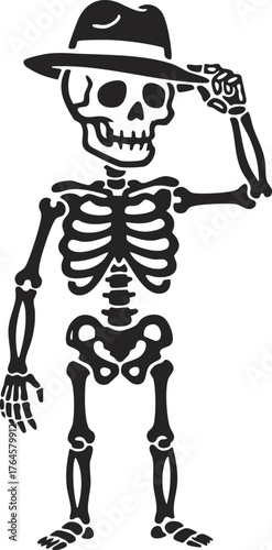 skeleton character tipping its hat