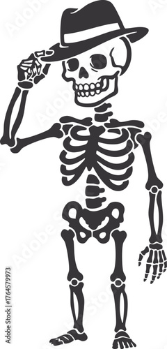 skeleton character tipping its hat