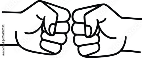 Two fists clashing together in a simple line drawing style representing agreement and unity
