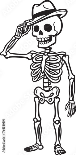 skeleton character tipping its hat