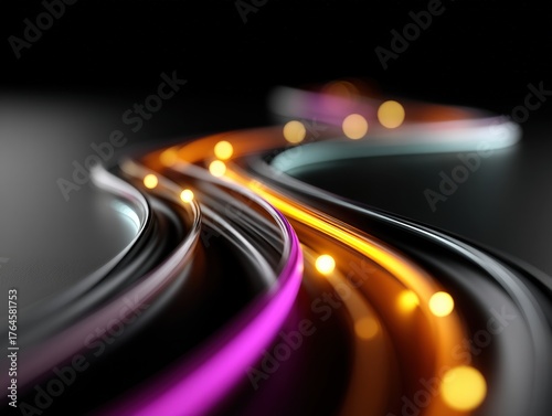 Curved, glowing lines in vi...