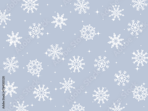 落ち着いた雪の結晶の背景　グレー