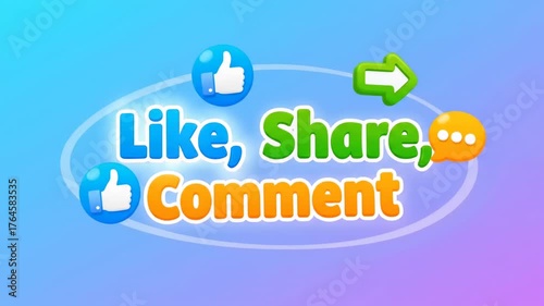 Engaging Social Media Icons: Like, Share, Comment Buttons with Thumbs Up and Chat Bubbles