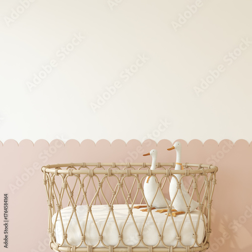 Nursery interior in boho style. 3d render.