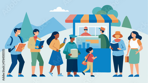 A tourist information center with brochures and maps bustling with eager travelers seeking local insights.