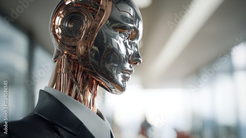 Futuristic humanoid robot w...