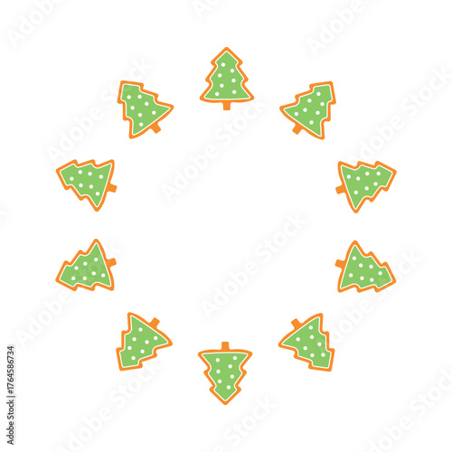 Gingerbread Christmas tree Traditional Christmas cookie wreath Vector