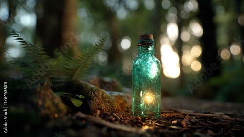 Glass bottle with a cork li...