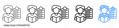 Learning Assessment Icon Different Style Outline Collection Set 