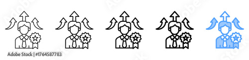 Professional Growth Icon Different Style Outline Collection Set 