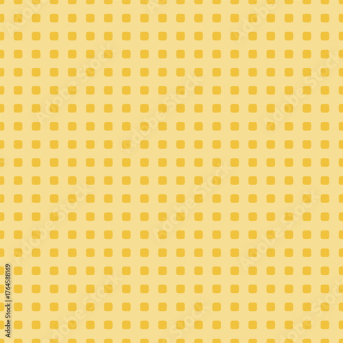 Minimal seamless pattern with sunshine yellow rounded squares over a light amber background. Perfect for warm packaging, geometric visuals, and soft design elements.