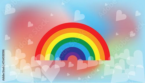 Colorful Rainbow Vector Illustration. Creative Sky Rainbow Cloud Vector modern design used for social media post, t shirt design, banner poster 