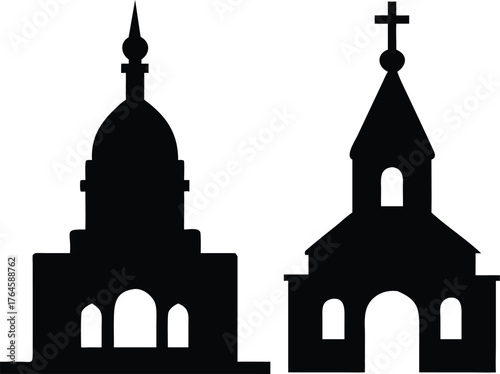 Orthodox cathedral, church steeple, gothic architecture, medieval, Russian, ornate, silhouette
