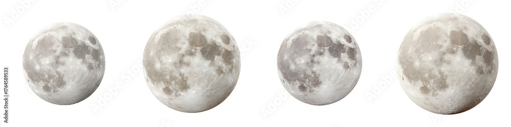 Naklejka premium Full Moon Phases Sequence Isolated White Background