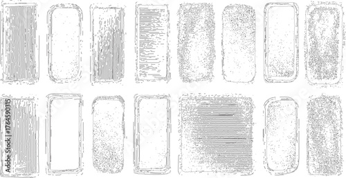 Black and White Grunge Chips and Dots Texture Grain Noise and Vintage Overlay Distressed and Scratched Grain Effect set vector design on transparent background.