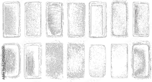 Black and White Grunge Chips and Dots Texture Grain Noise and Vintage Overlay Distressed and Scratched Grain Effect set vector design on transparent background.