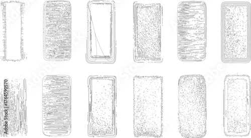 Set of grunges noise line set Vintage Lines Textures. Full-page old-line texture Grid spotted pattern. Abstract grunge lined texture. Distressed uneven vectors design on transparent 