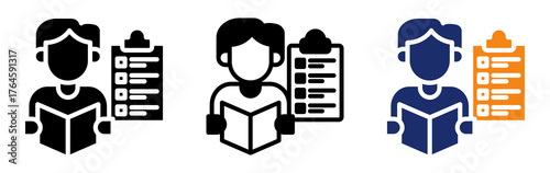 Learning Assessment Icon Collection Glyph & Mixed Style 