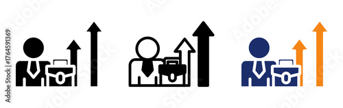 Career Progress Icon Collection Glyph & Mixed Style 