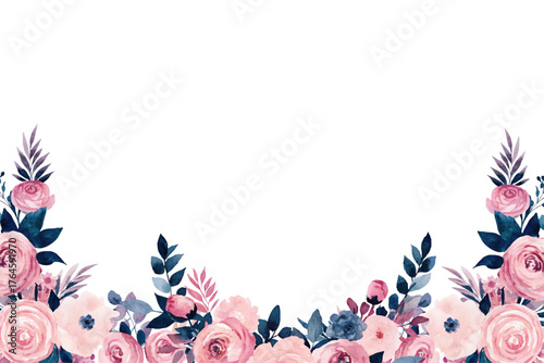 Watercolor flowers background vector for design.