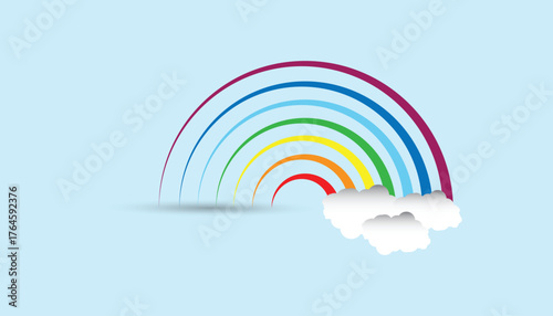 Colorful Rainbow Vector Illustration. Creative Sky Rainbow Cloud Vector modern design used for social media post, t shirt design, banner poster 