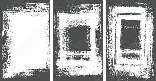 Grunge Border Texture Pack – Rough Distressed Frame Overlay in Black and White dirt overlay or screen effect use for vintage style. vector design on transparent background.