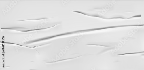 Crumpled blank sheet of paper. Horizontal background with crumpled paper wrinkles. Clean crumpled paper template for posters, banners, etc. Vector illustration.