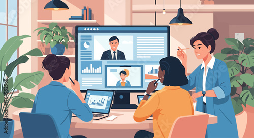 Hybrid Work & Digital Nomad Lifestyle Remote Team Collaboration & Online Meeting