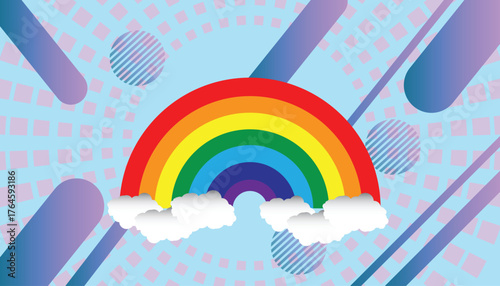 Colorful Rainbow Vector Illustration. Creative Sky Rainbow Cloud Vector modern design used for social media post, t shirt design, banner poster 