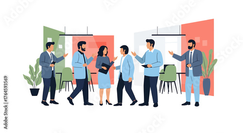 Hybrid Work & Digital Nomad Collaboration in a Modern Office, Remote & In-Person Integration