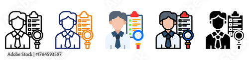 Staff Evaluation Icon Multiple Style Collection Set 