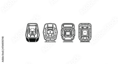 Four sparkling square and emerald cut diamonds arranged in a row show facets and brilliant reflections vector