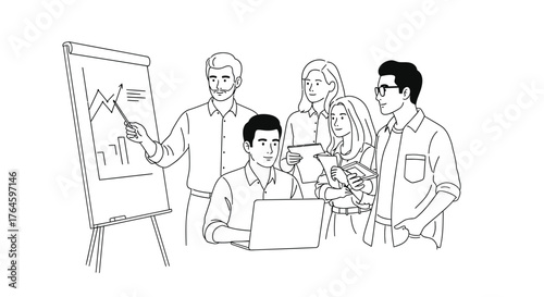 Team collaboration inspiring business meeting presentation strategy growth vector