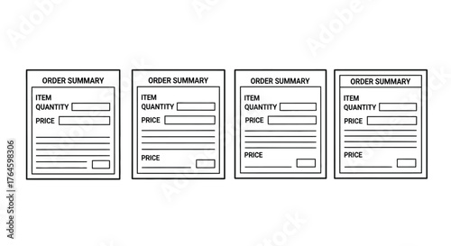 Four distinct business forms for financial records and data entry tasks vector