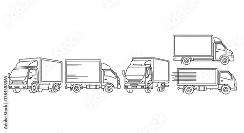 Collection of diverse delivery trucks and vans for logistics and transportation services vector