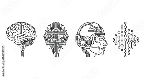 Artificial intelligence concept evolution human brain to futuristic digital network vector