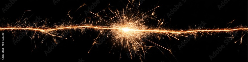 Obraz premium Illuminated Sparkler Line. Bright Trail of Sparking Light for Celebrations