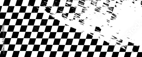 Racing flag sport background horizontal grunge checkered pattern vector design with empty space
