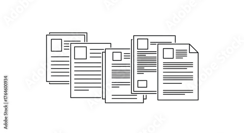 Stack of resume documents with photo and text fields for job applications vector