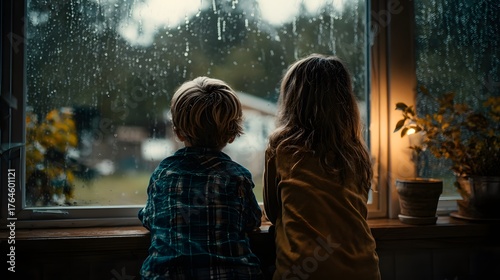 Kind läuft mit Drachen über Feld vor Bergkulisse im Abendlicht