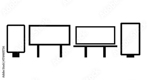 Collection of blank digital signage displays billboard mockups for advertising and information layouts vector
