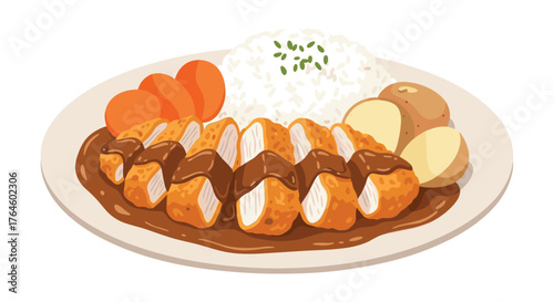 Delicious Japanese Curry Rice with Chicken and Vegetables.